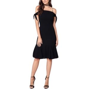 Bebe LBD Dress, Bare Shoulder, Camisole Strap Combo, Mermaid, Made in USA, EUC